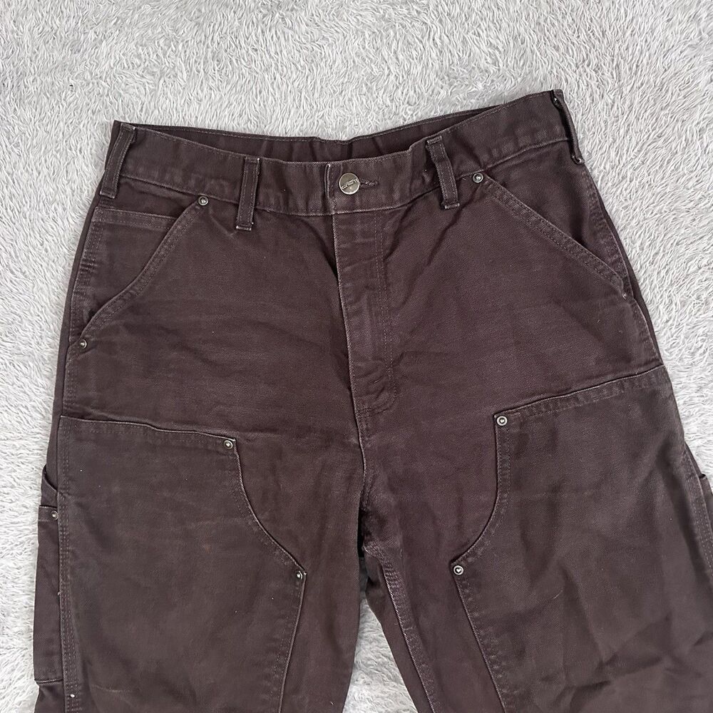 Carhartt Pants Mens 31 x 32 Brown Duck Dungaree Double Knee Workwear B136 DKB - Picture 3 of 10